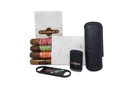 Casa Turnet Sampler Inhalt mit Zigarren der Origin Serie und Zigarrenetui in schwarz Cutter und Jetflame